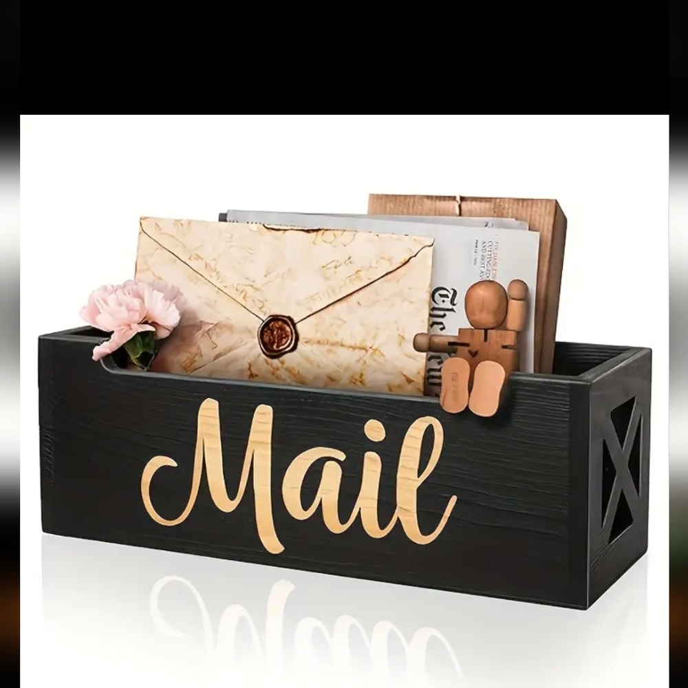 Decorative Mail Holder New Blk/ Gold